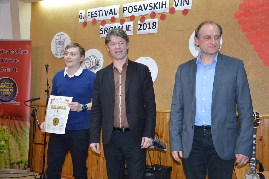 Predsednik KS Sromlje Ferdo Pinterič in Podžupan Občine Brežice Jure Pezdirc na Festivalu posavskih vin 2018